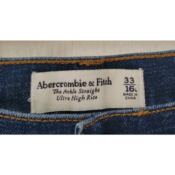 Abercrombie & Fitch The Ankle Straight Ultra High Rise Jeans Size 33 16L LONG - Picture 2 of 4